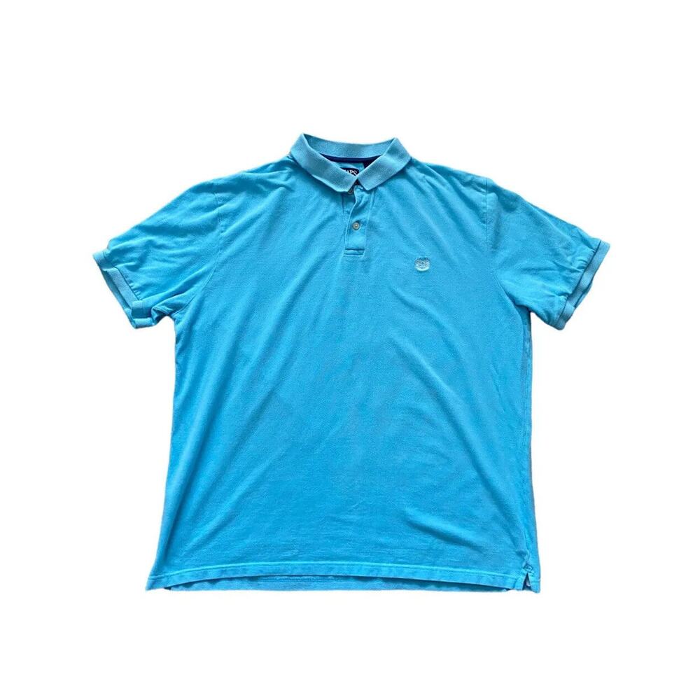 Chaps Men’s Turquoise Blue Short Sleeve Knit Polo Shirt Top White Logo Size XL